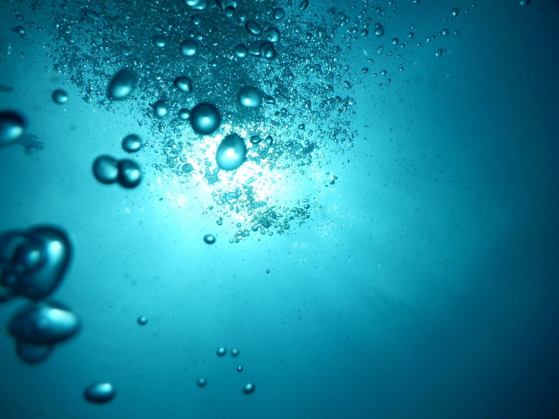 Water Drops on Blue Background